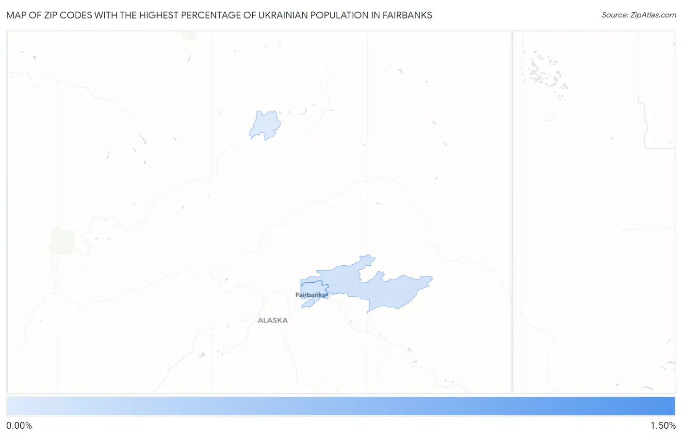 Zip Codes with the Highest Percentage of Ukrainian Population in Fairbanks Map