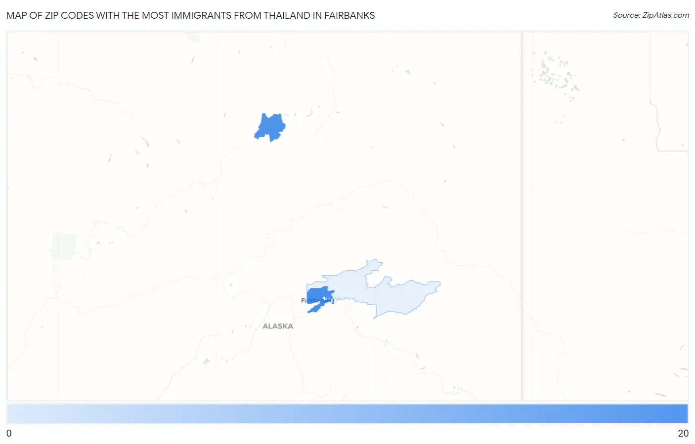 Zip Codes with the Most Immigrants from Thailand in Fairbanks Map