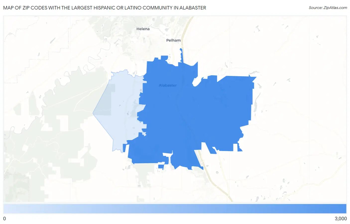 Zip Codes with the Largest Hispanic or Latino Community in Alabaster Map