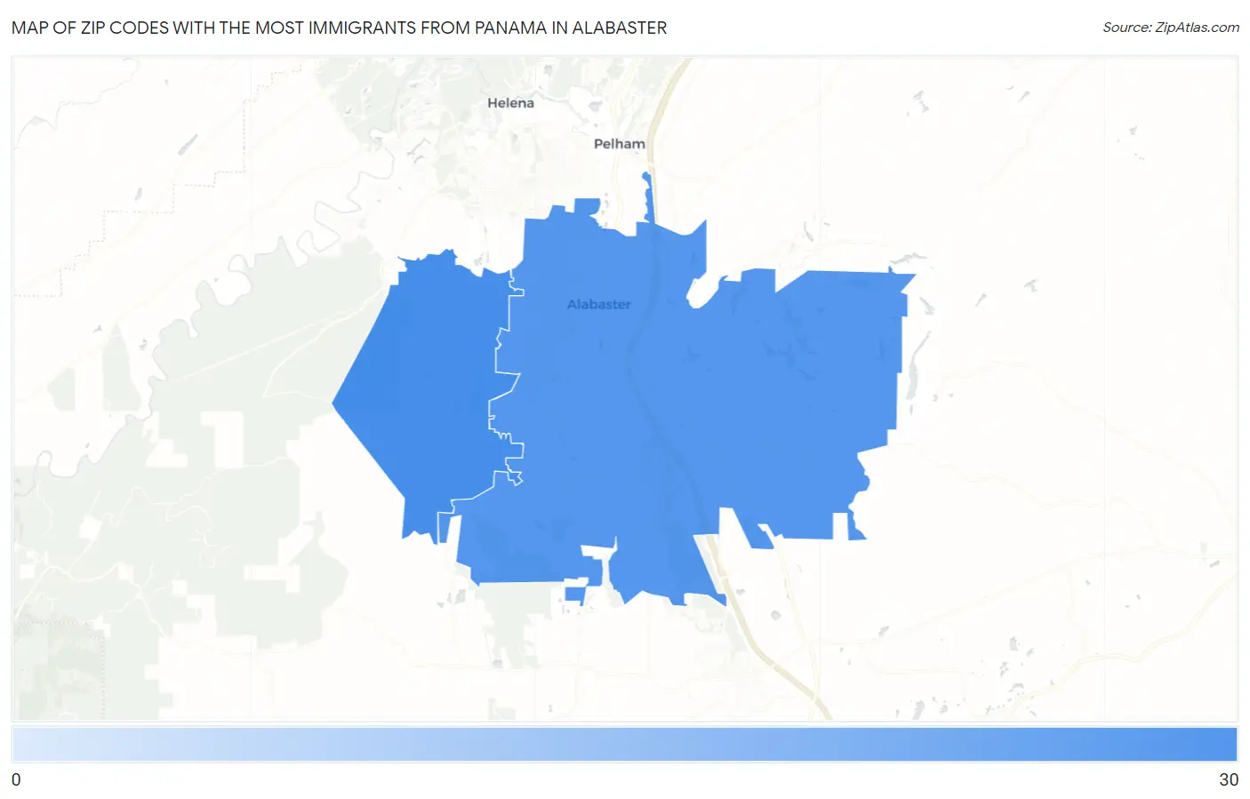 Zip Codes with the Most Immigrants from Panama in Alabaster Map