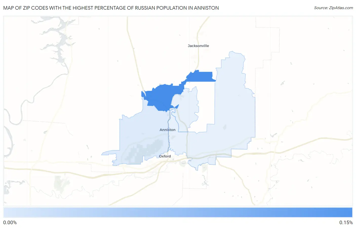 Zip Codes with the Highest Percentage of Russian Population in Anniston Map
