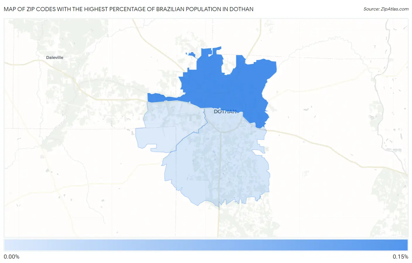 Zip Codes with the Highest Percentage of Brazilian Population in Dothan Map