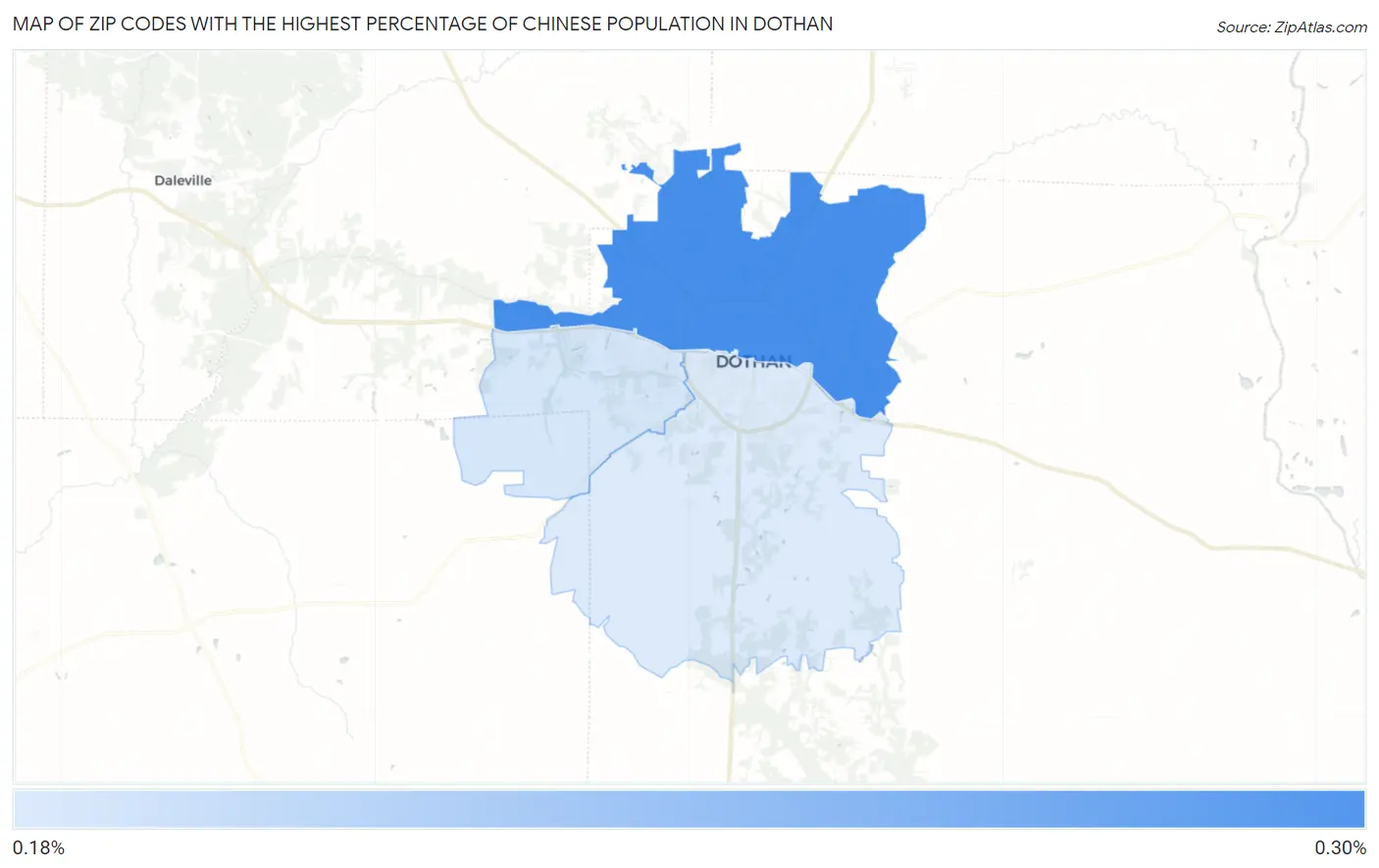 Zip Codes with the Highest Percentage of Chinese Population in Dothan Map