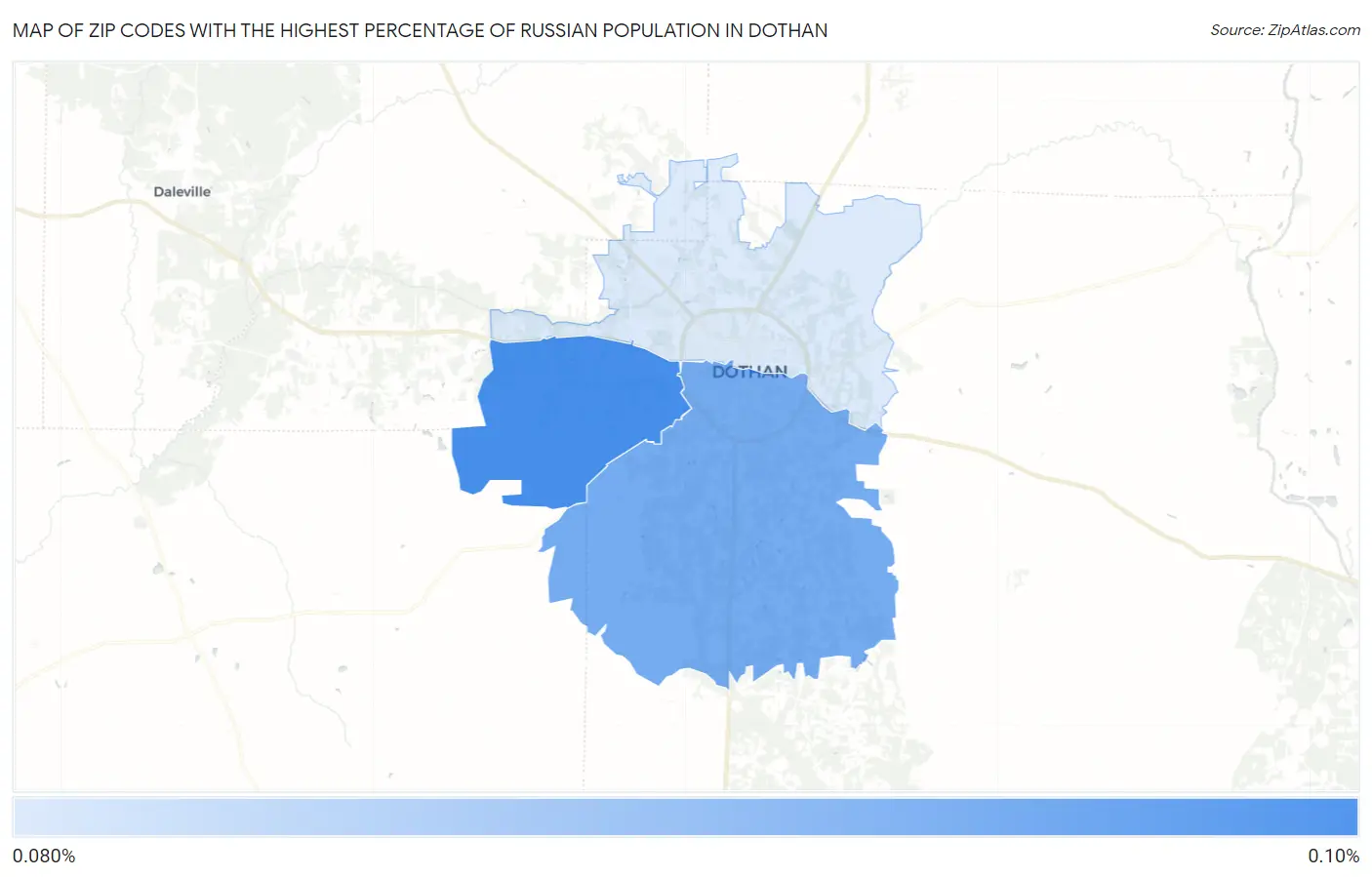 Zip Codes with the Highest Percentage of Russian Population in Dothan Map