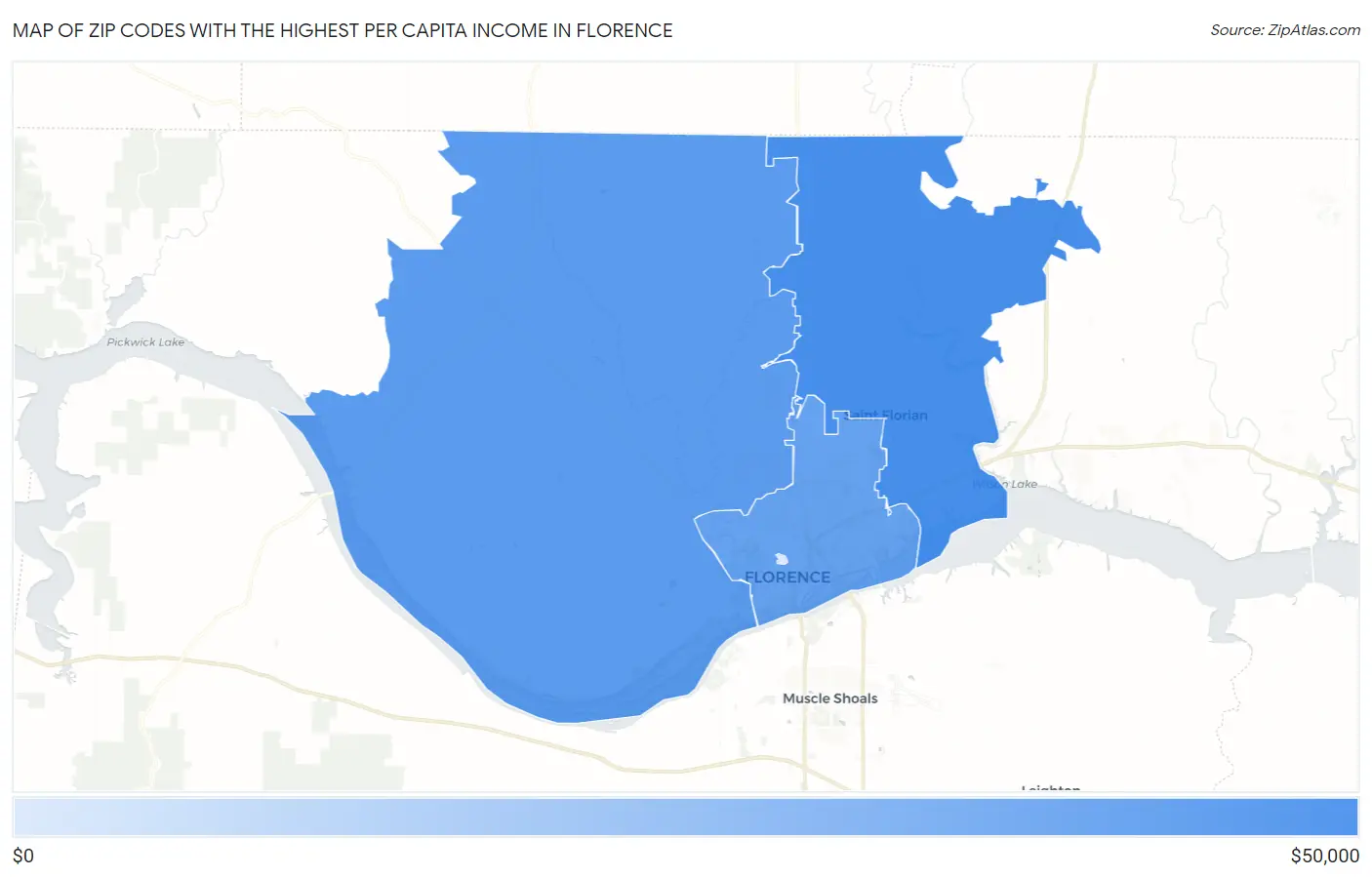 Zip Codes with the Highest Per Capita Income in Florence Map