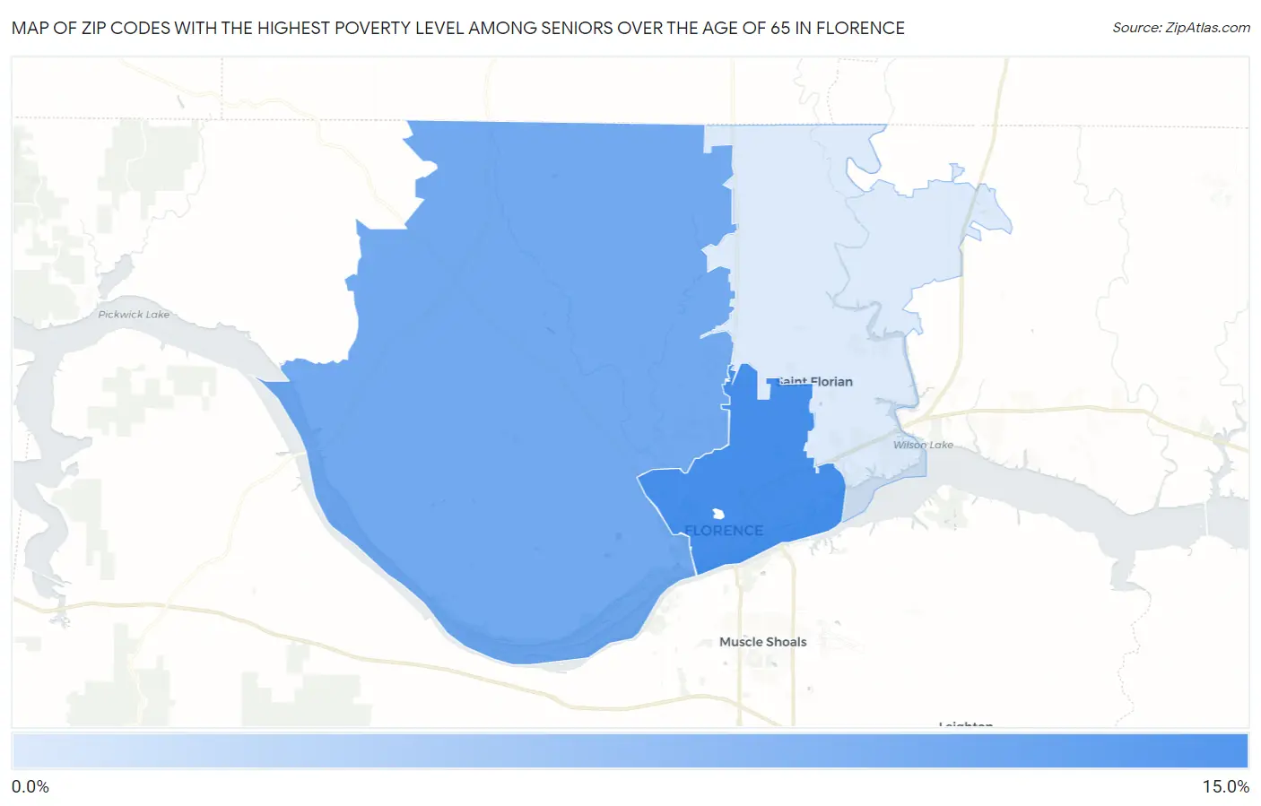 Zip Codes with the Highest Poverty Level Among Seniors Over the Age of 65 in Florence Map