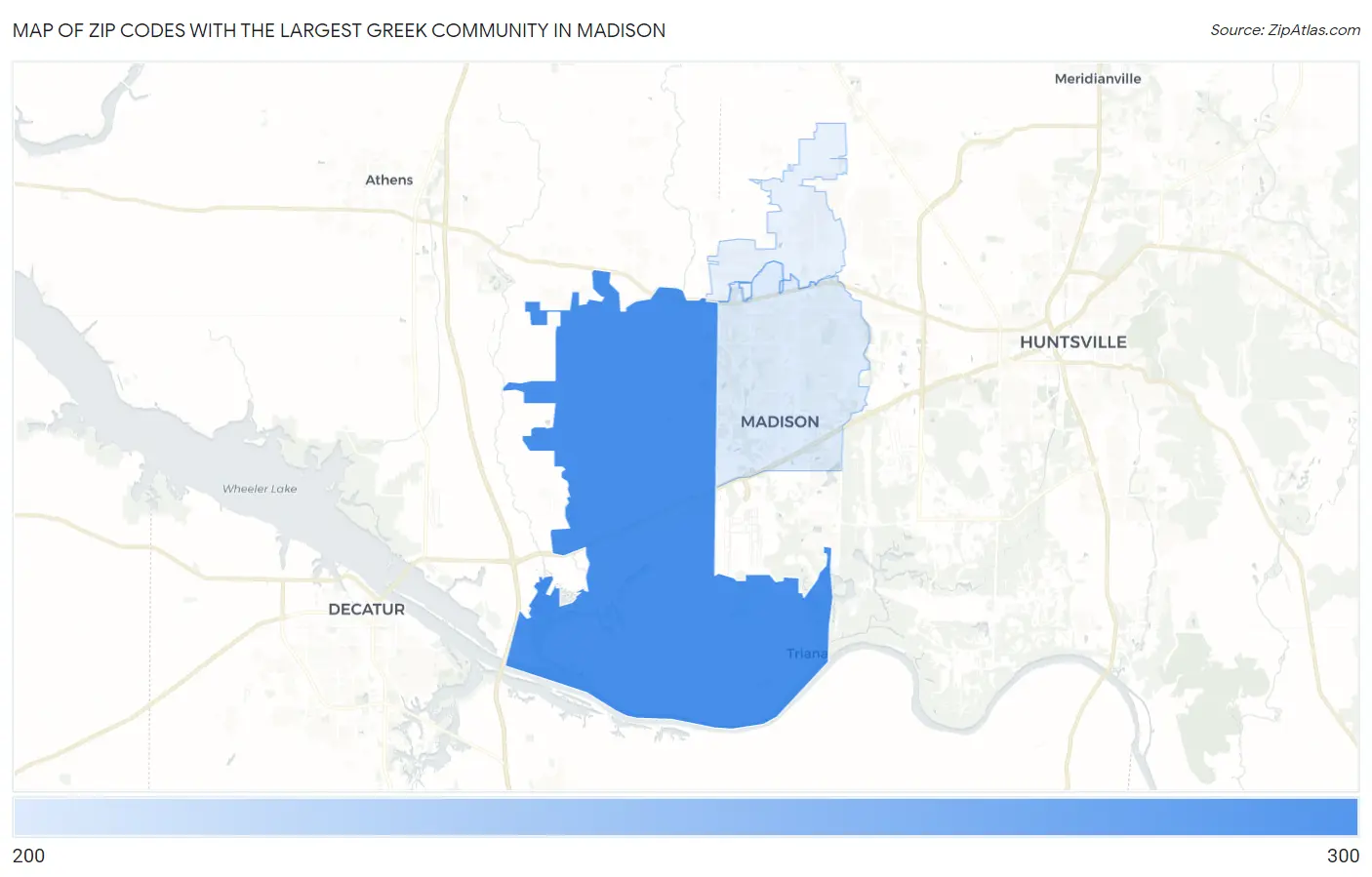 Zip Codes with the Largest Greek Community in Madison Map