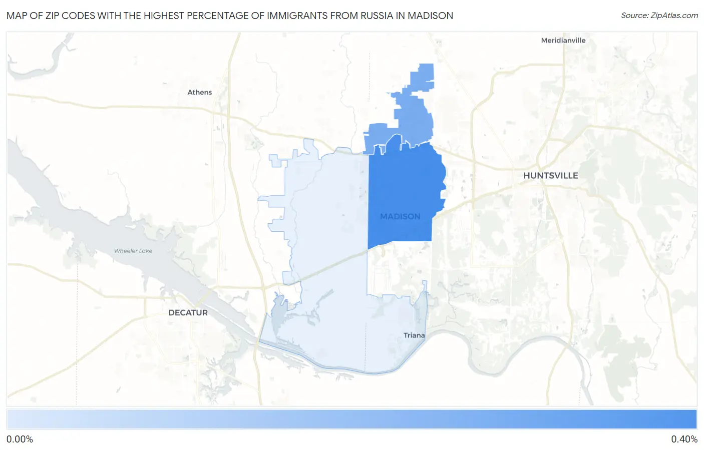 Zip Codes with the Highest Percentage of Immigrants from Russia in Madison Map