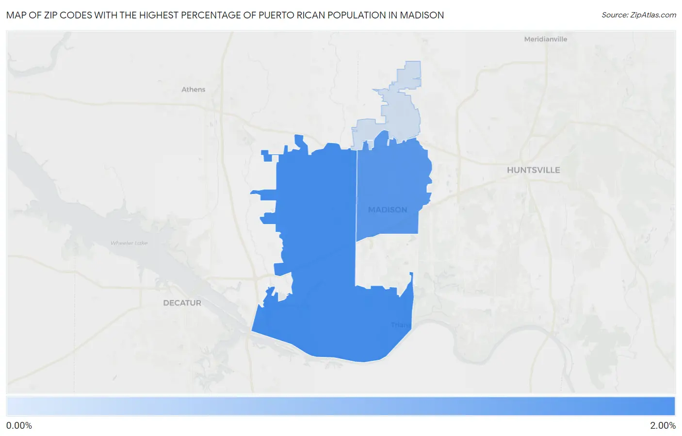 Zip Codes with the Highest Percentage of Puerto Rican Population in Madison Map