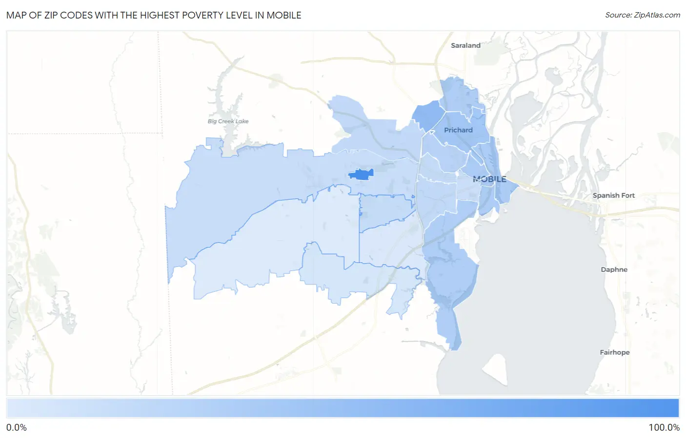 Zip Codes with the Highest Poverty Level in Mobile Map