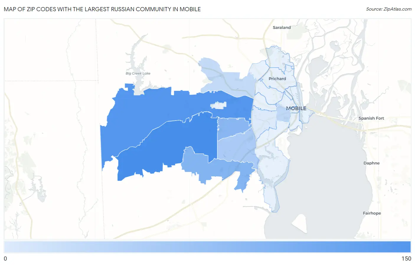 Zip Codes with the Largest Russian Community in Mobile Map