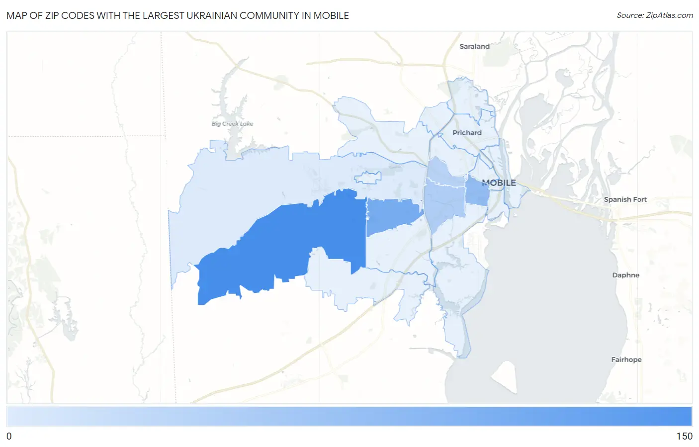 Zip Codes with the Largest Ukrainian Community in Mobile Map