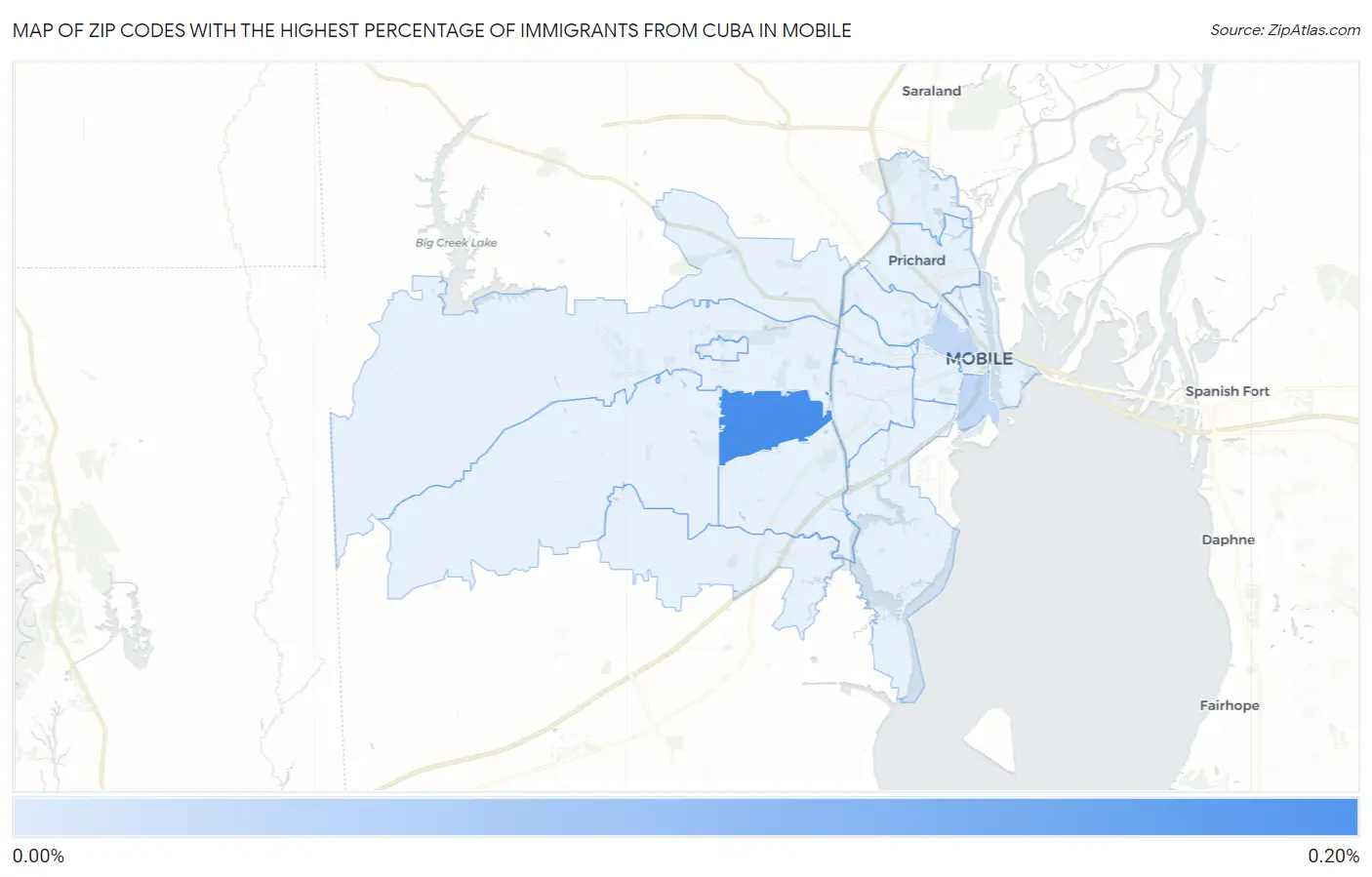 Zip Codes with the Highest Percentage of Immigrants from Cuba in Mobile Map