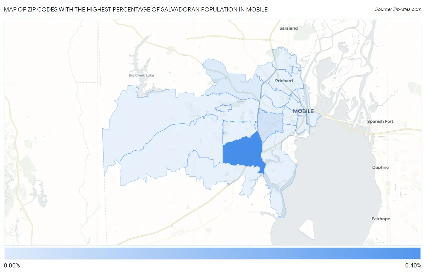Zip Codes with the Highest Percentage of Salvadoran Population in Mobile Map