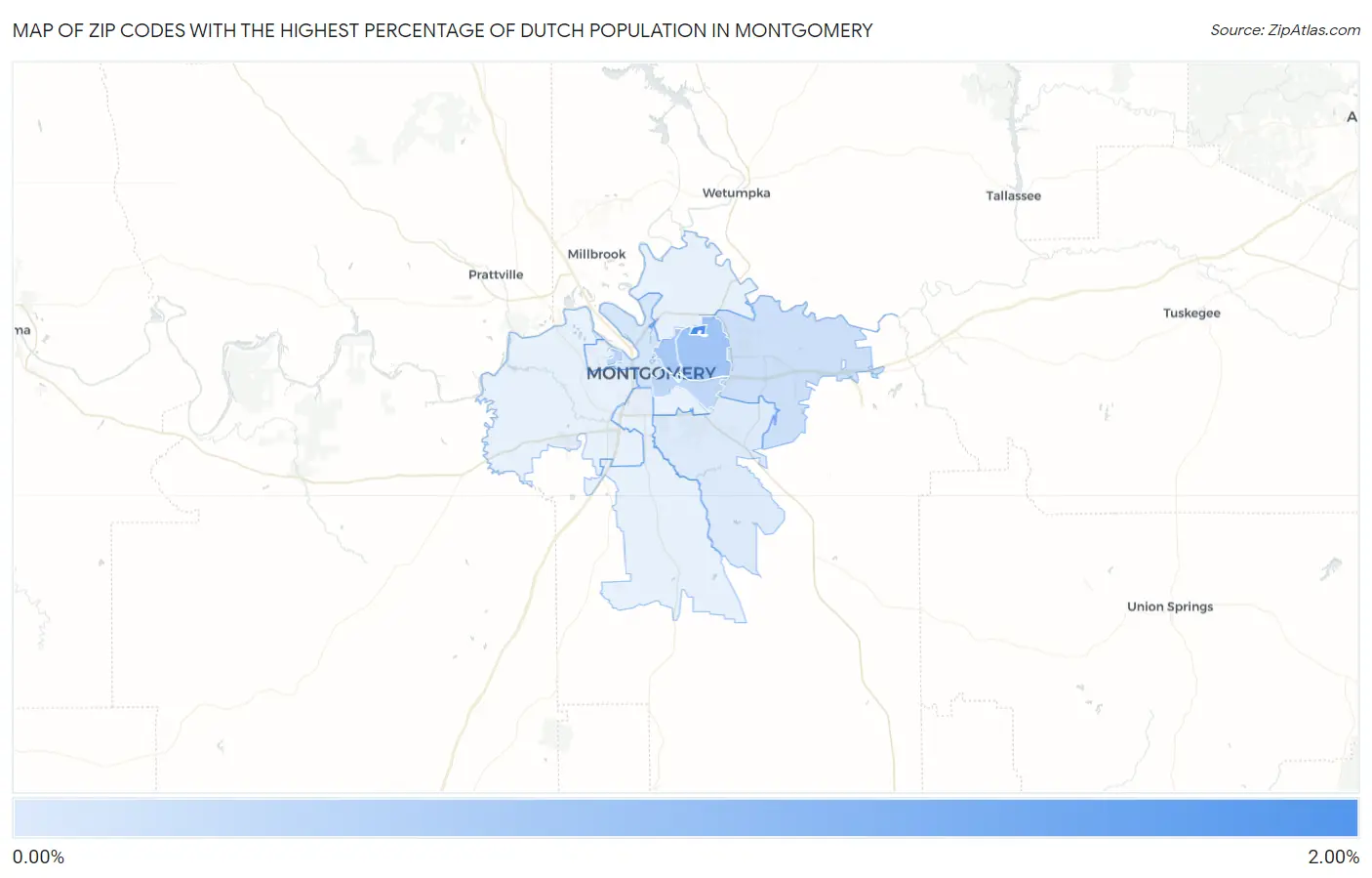 Zip Codes with the Highest Percentage of Dutch Population in Montgomery Map