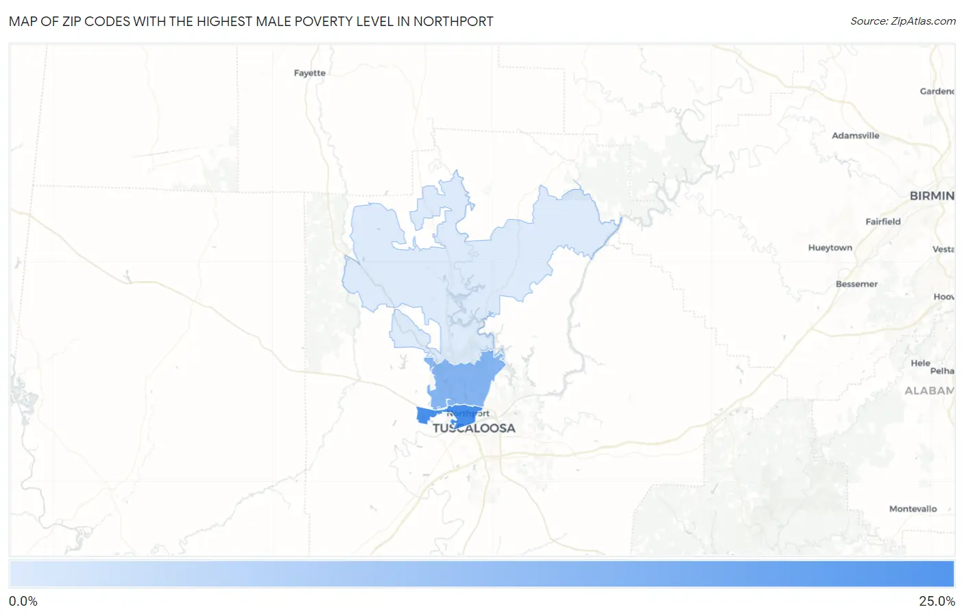 Zip Codes with the Highest Male Poverty Level in Northport Map