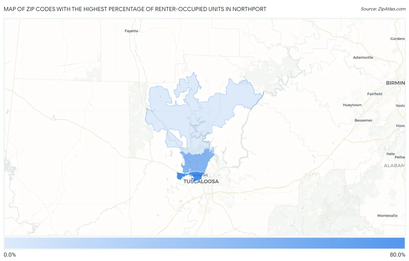 Zip Codes with the Highest Percentage of Renter-Occupied Units in Northport Map