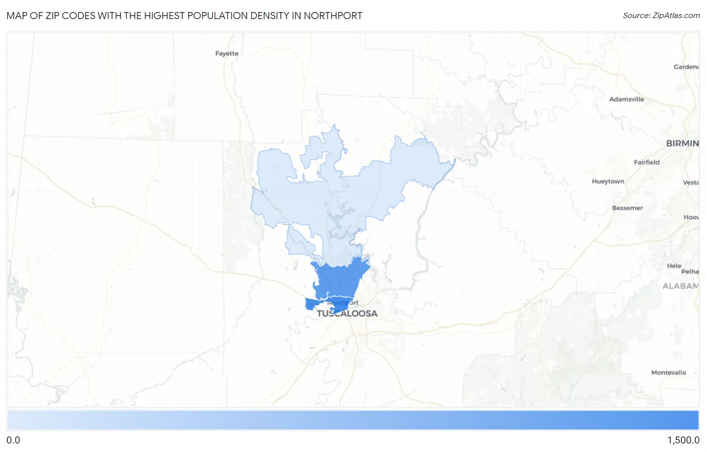Zip Codes with the Highest Population Density in Northport Map