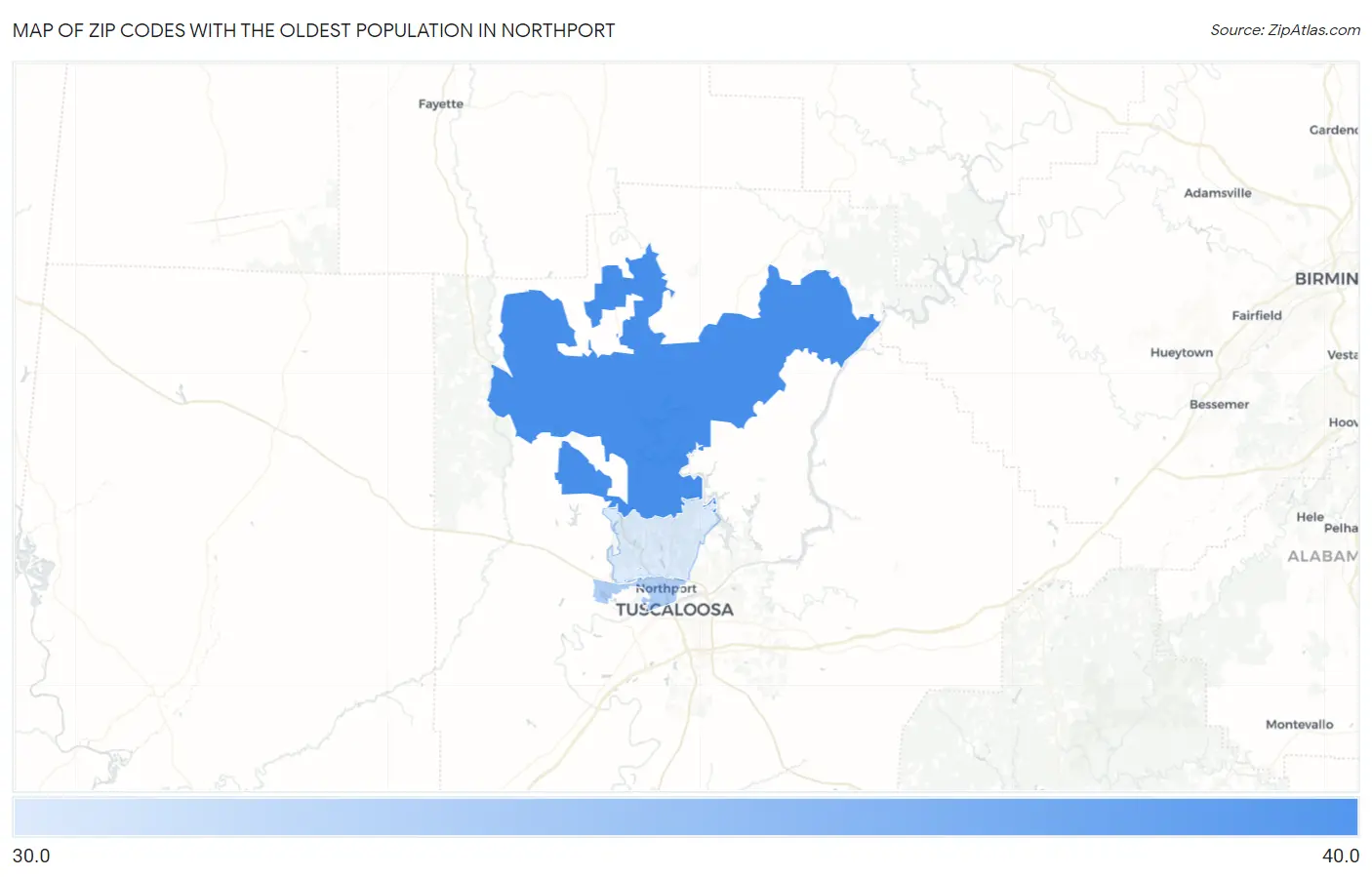 Zip Codes with the Oldest Population in Northport Map