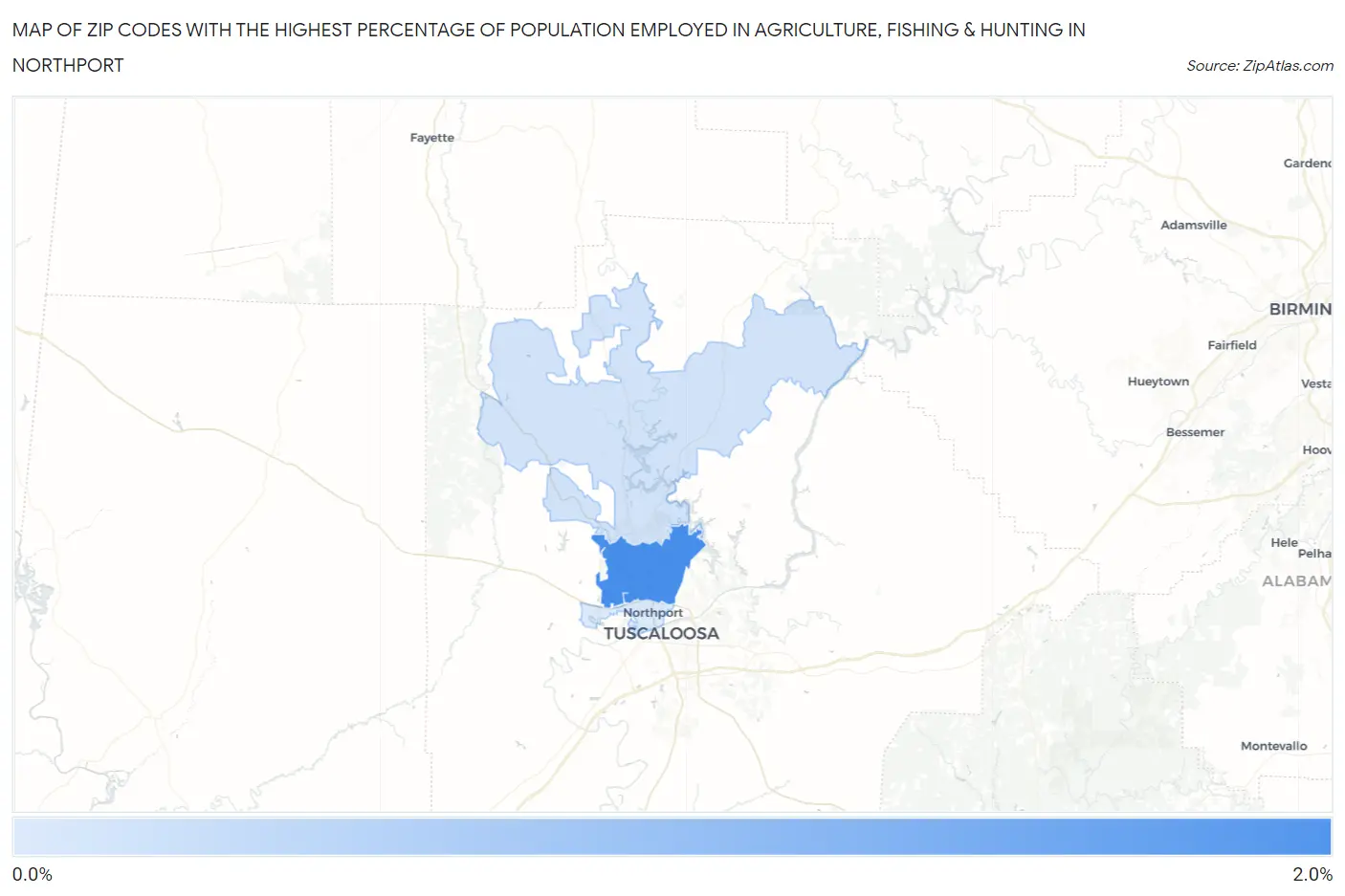 Zip Codes with the Highest Percentage of Population Employed in Agriculture, Fishing & Hunting in Northport Map