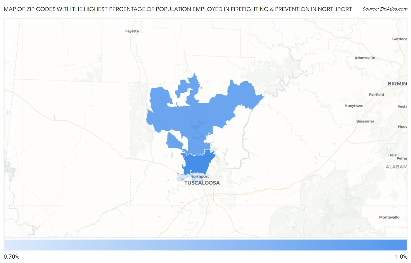 Zip Codes with the Highest Percentage of Population Employed in Firefighting & Prevention in Northport Map