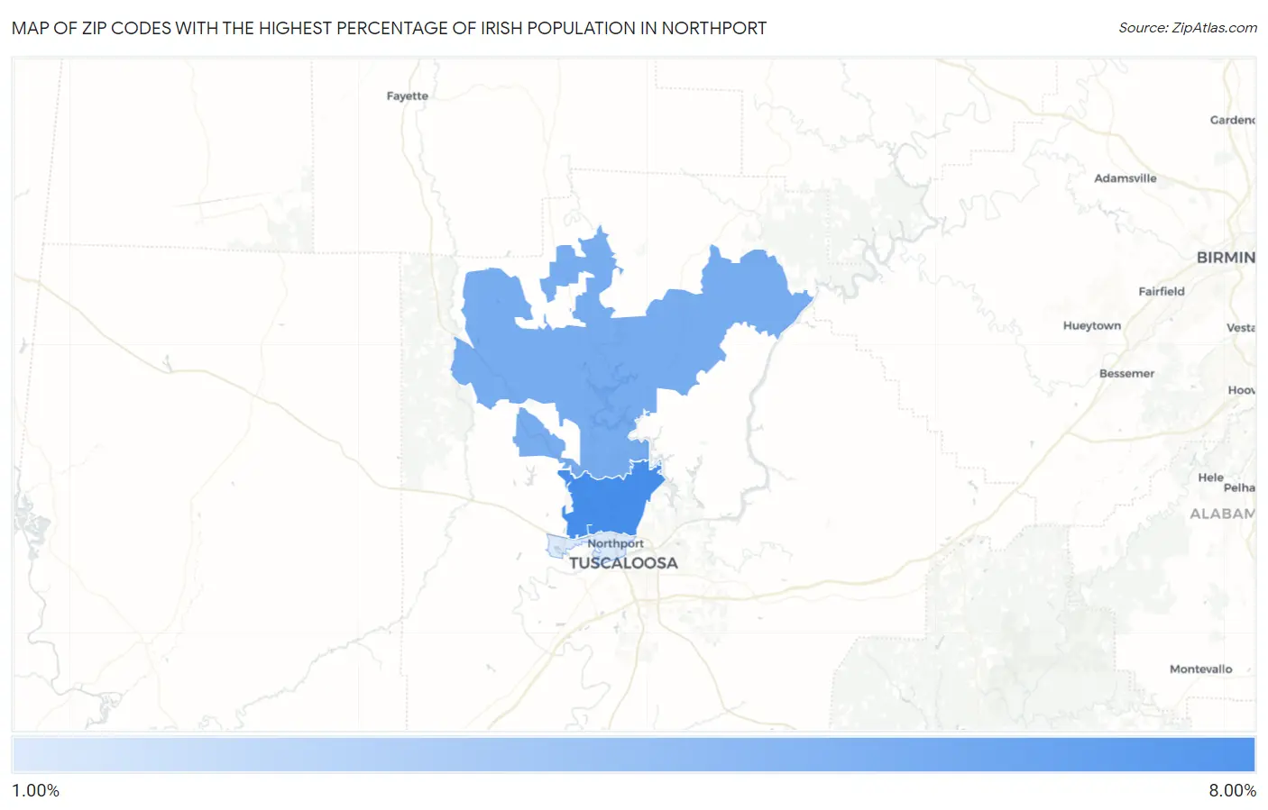 Zip Codes with the Highest Percentage of Irish Population in Northport Map