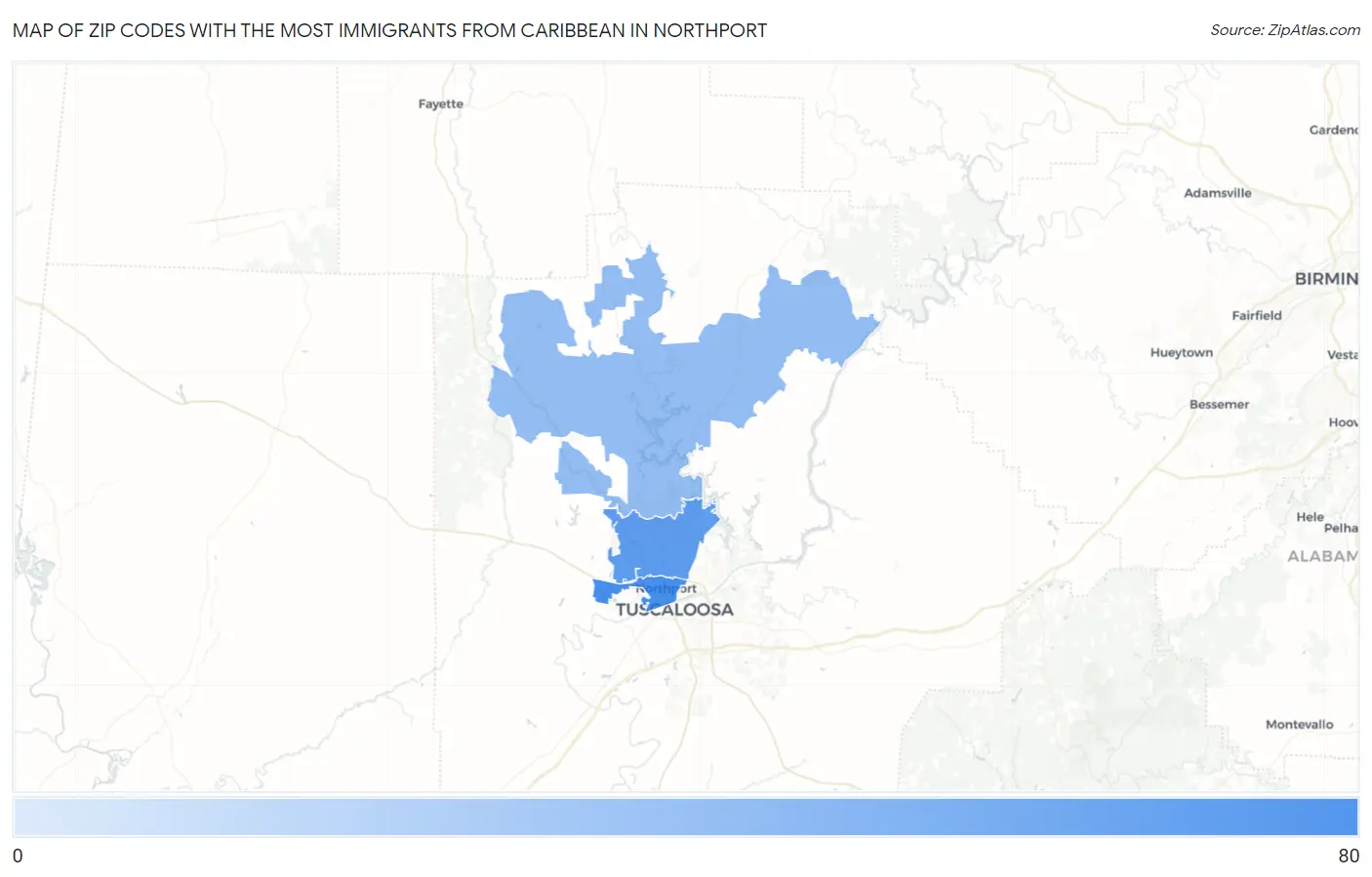 Zip Codes with the Most Immigrants from Caribbean in Northport Map