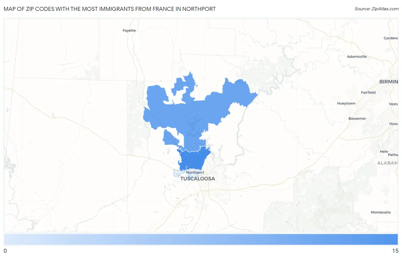 Zip Codes with the Most Immigrants from France in Northport Map