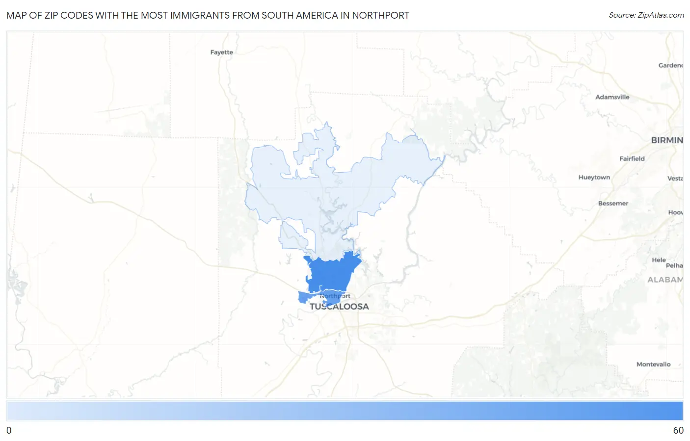 Zip Codes with the Most Immigrants from South America in Northport Map