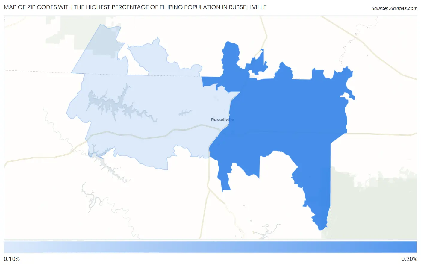 Zip Codes with the Highest Percentage of Filipino Population in Russellville Map