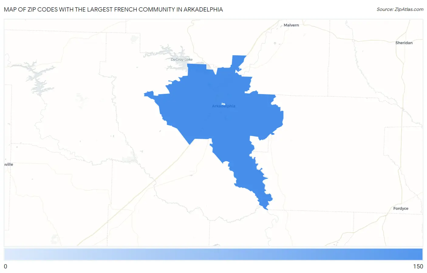 Zip Codes with the Largest French Community in Arkadelphia Map