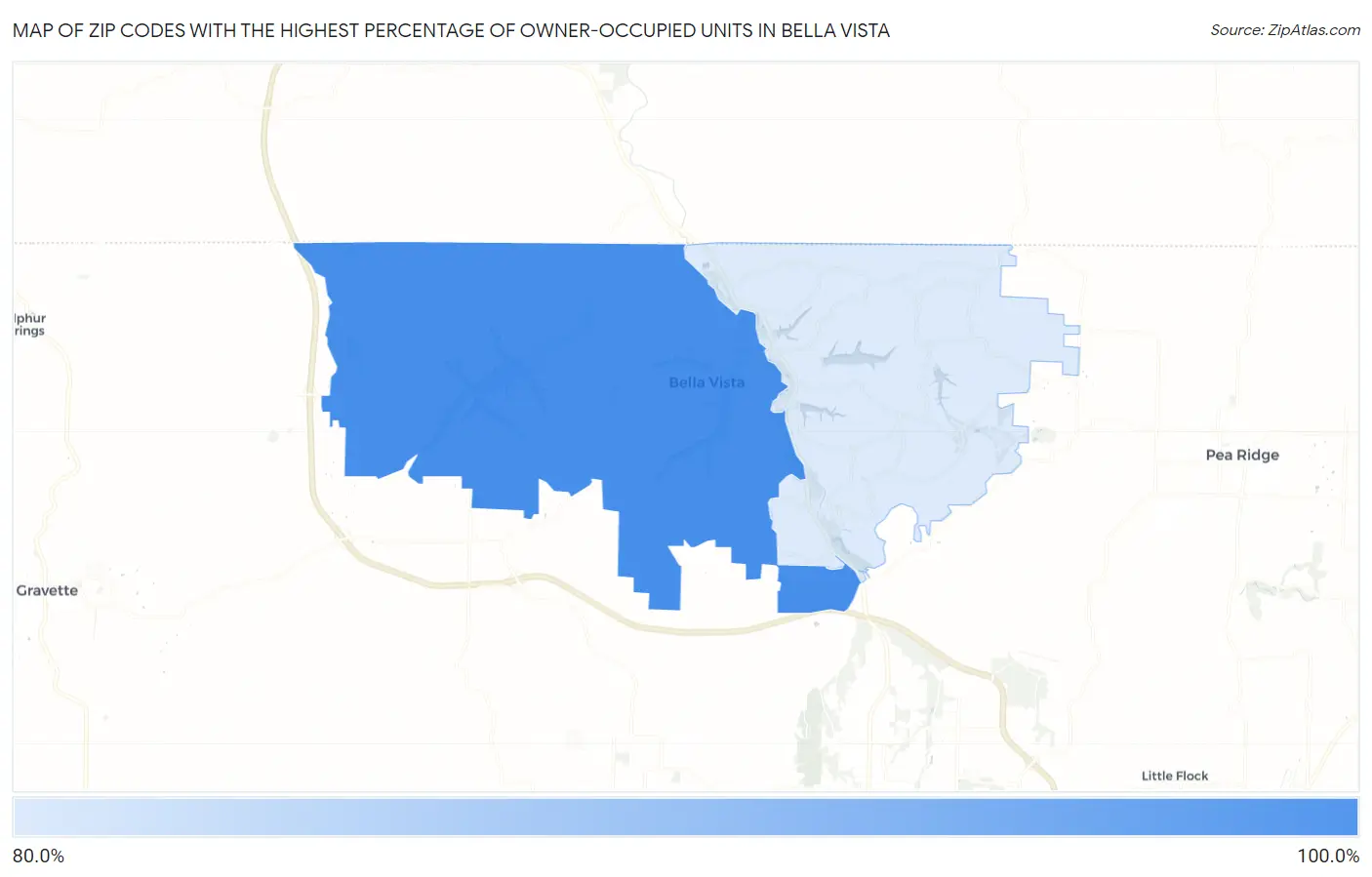 Zip Codes with the Highest Percentage of Owner-Occupied Units in Bella Vista Map