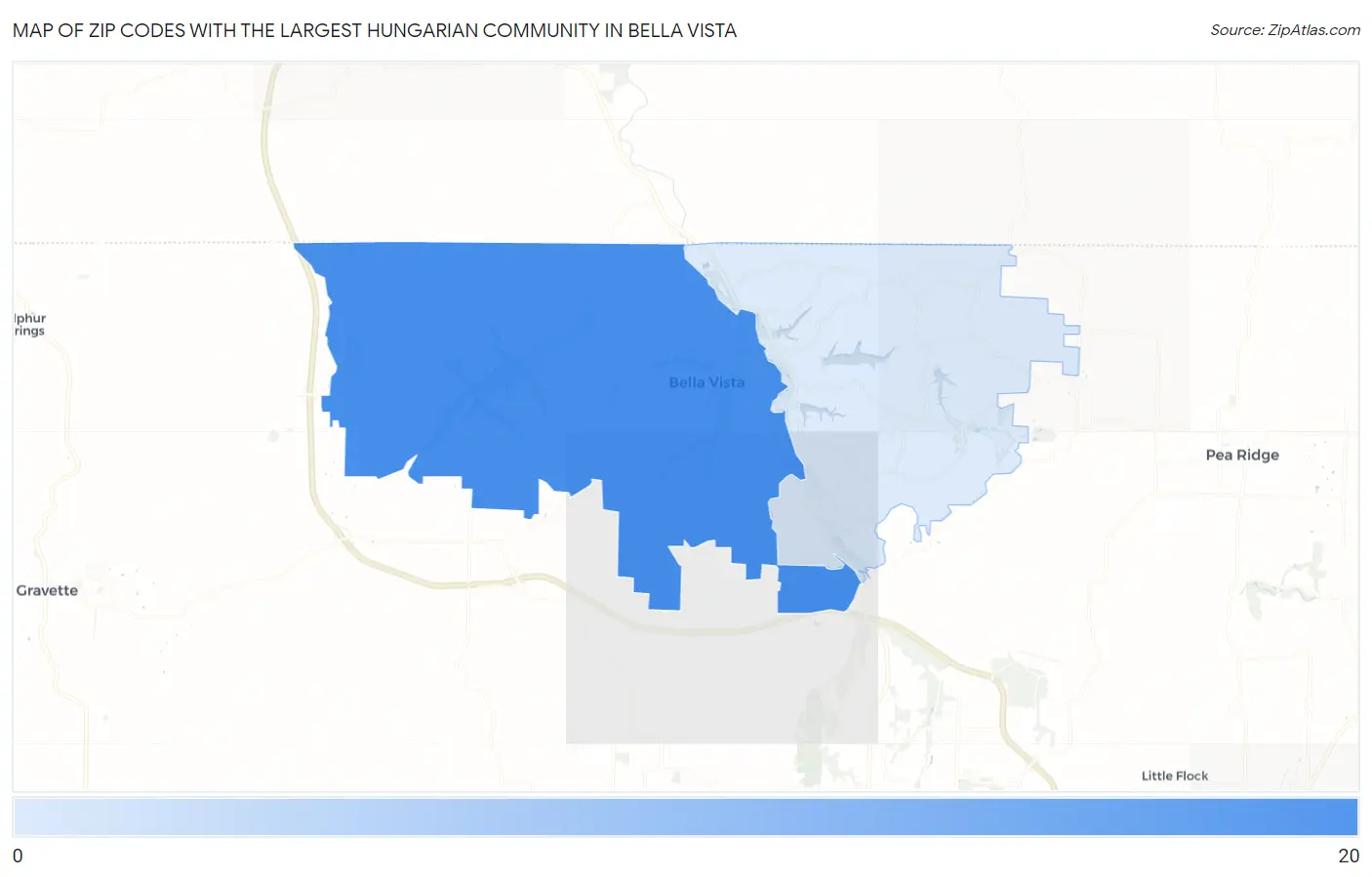 Zip Codes with the Largest Hungarian Community in Bella Vista Map