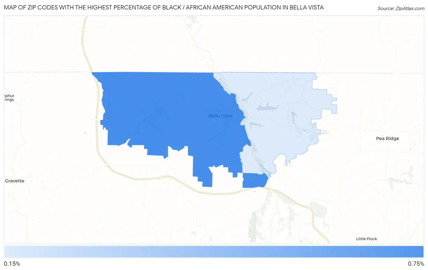 Zip Codes with the Highest Percentage of Black / African American Population in Bella Vista Map