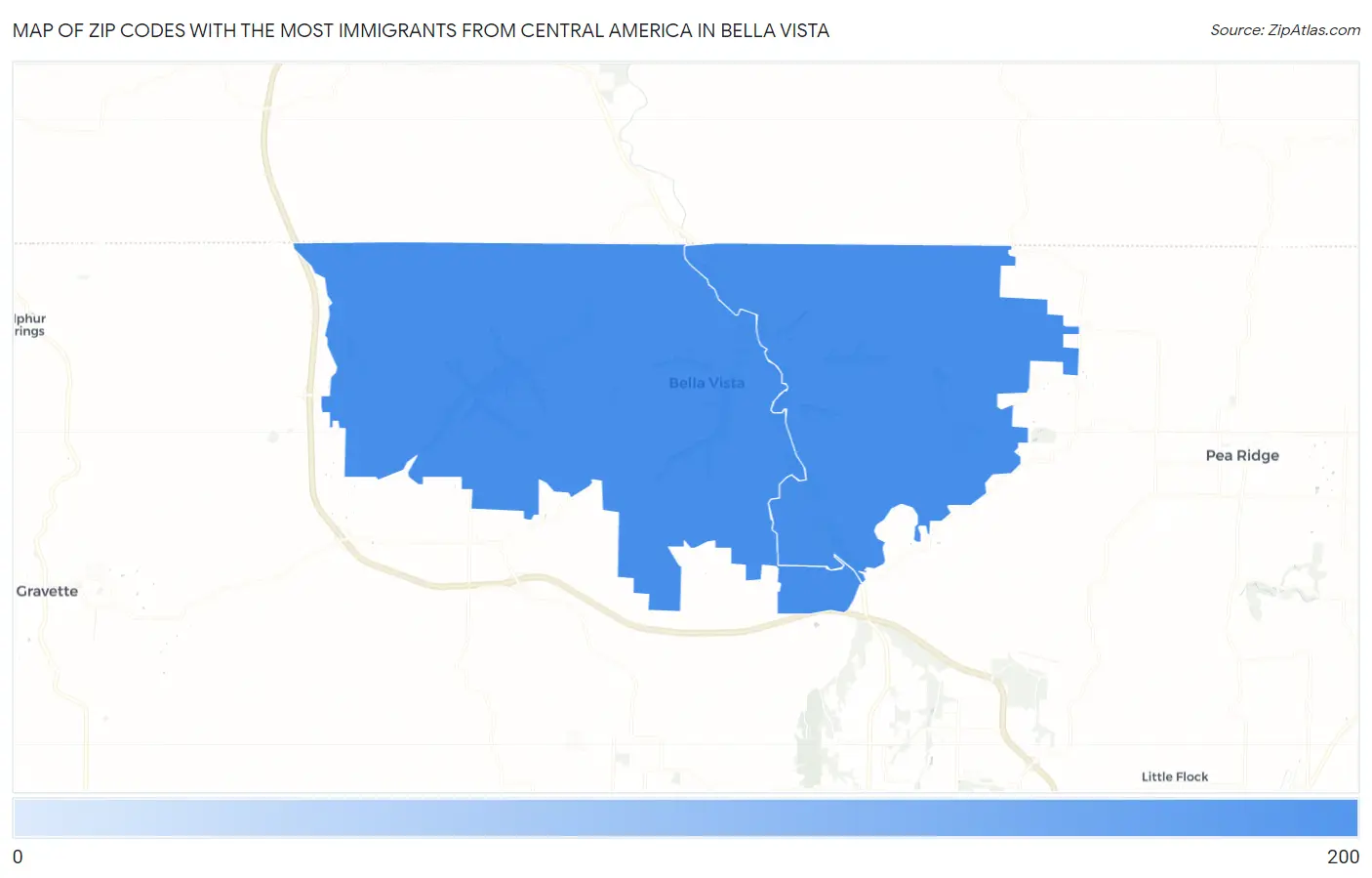Zip Codes with the Most Immigrants from Central America in Bella Vista Map