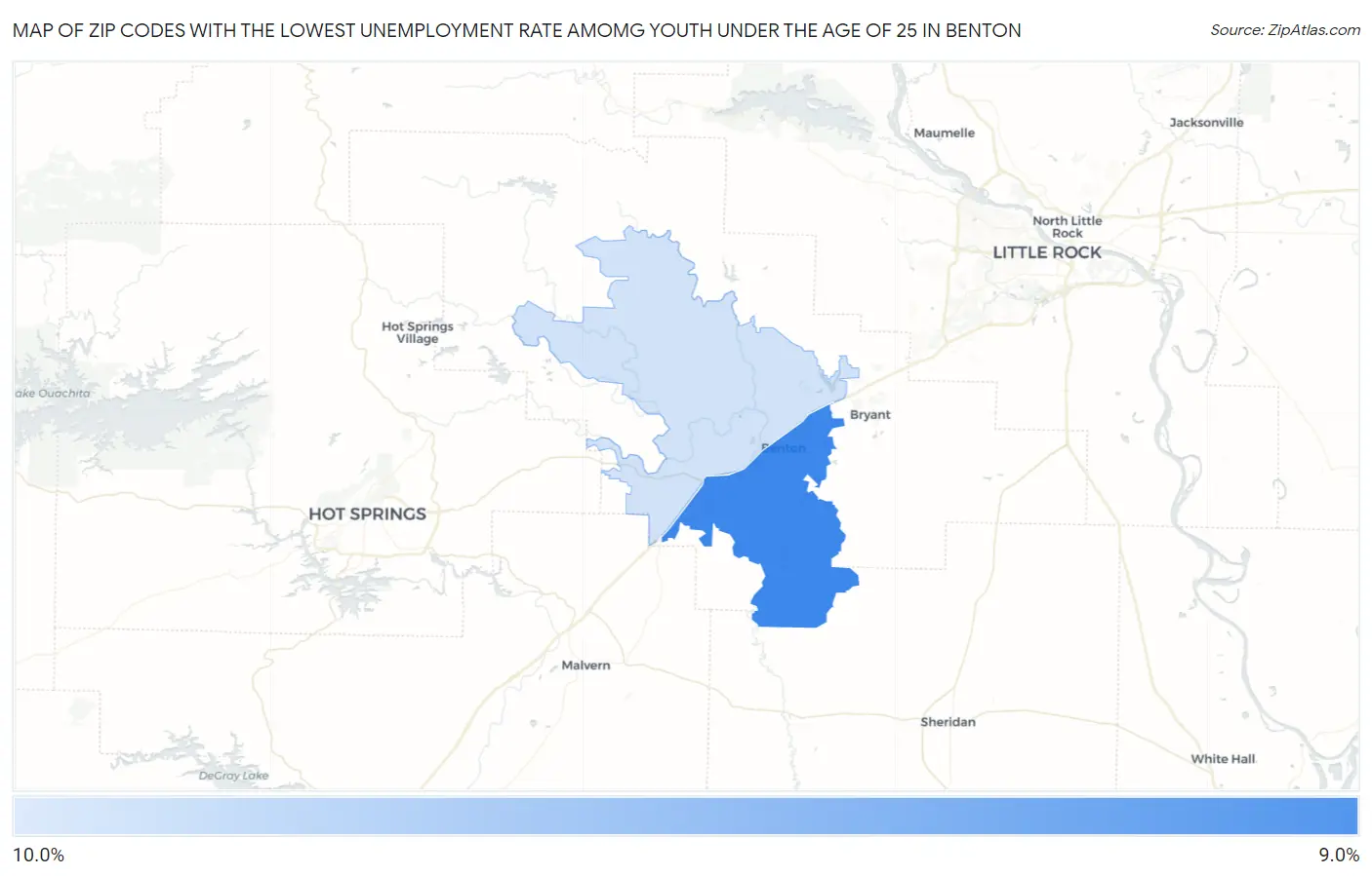 Zip Codes with the Lowest Unemployment Rate Amomg Youth Under the Age of 25 in Benton Map