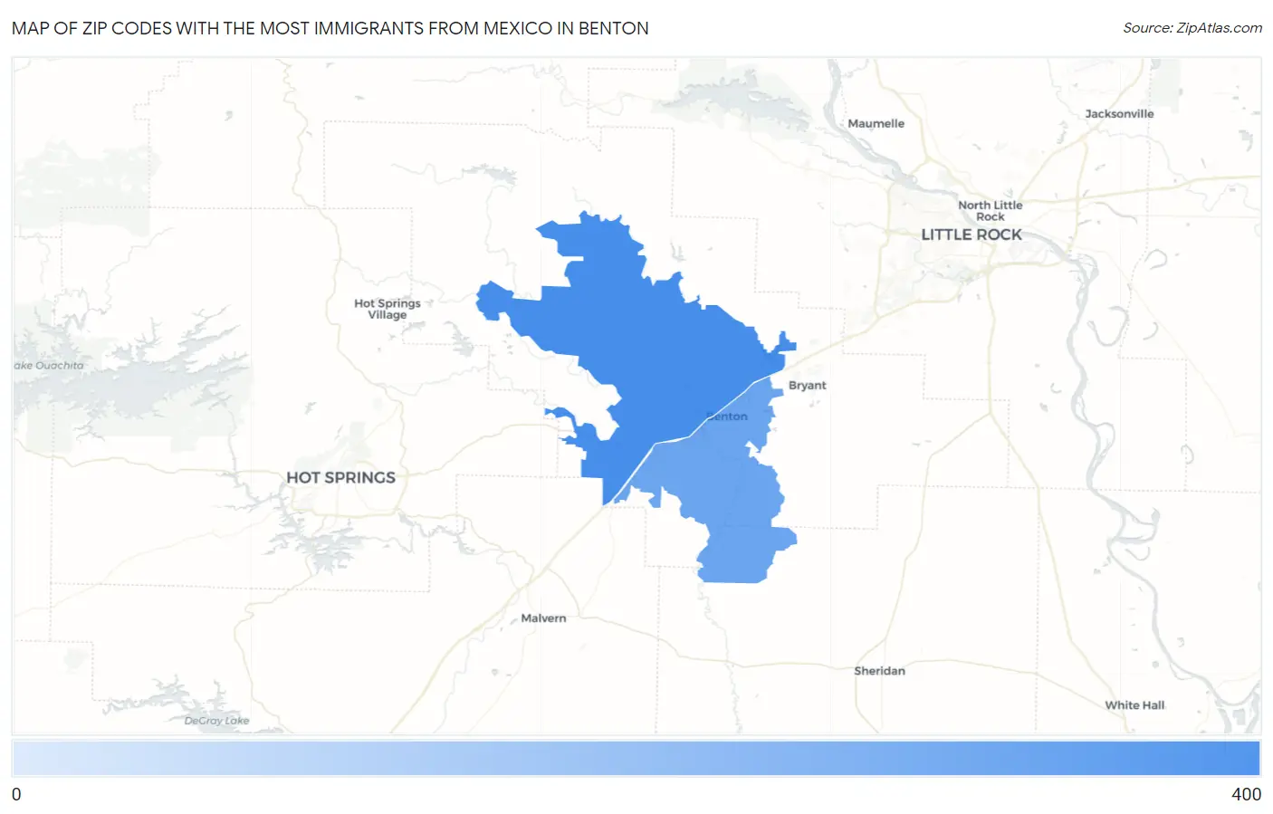 Zip Codes with the Most Immigrants from Mexico in Benton Map