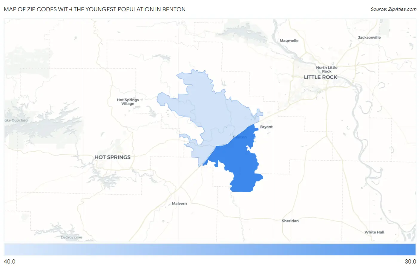 Zip Codes with the Youngest Population in Benton Map