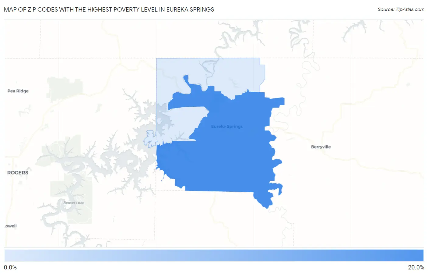 Zip Codes with the Highest Poverty Level in Eureka Springs Map