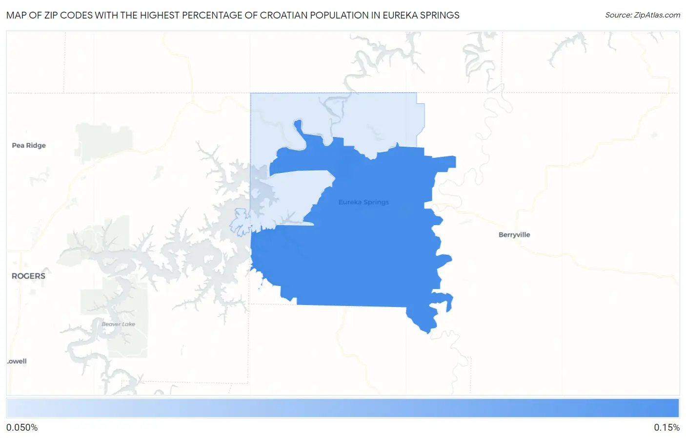 Zip Codes with the Highest Percentage of Croatian Population in Eureka Springs Map