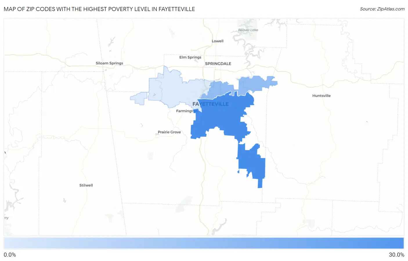 Zip Codes with the Highest Poverty Level in Fayetteville Map