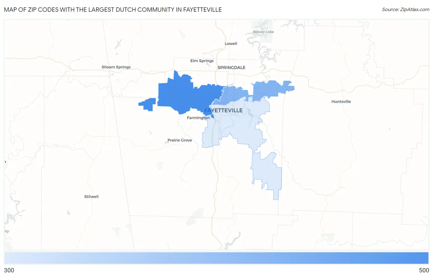Zip Codes with the Largest Dutch Community in Fayetteville Map