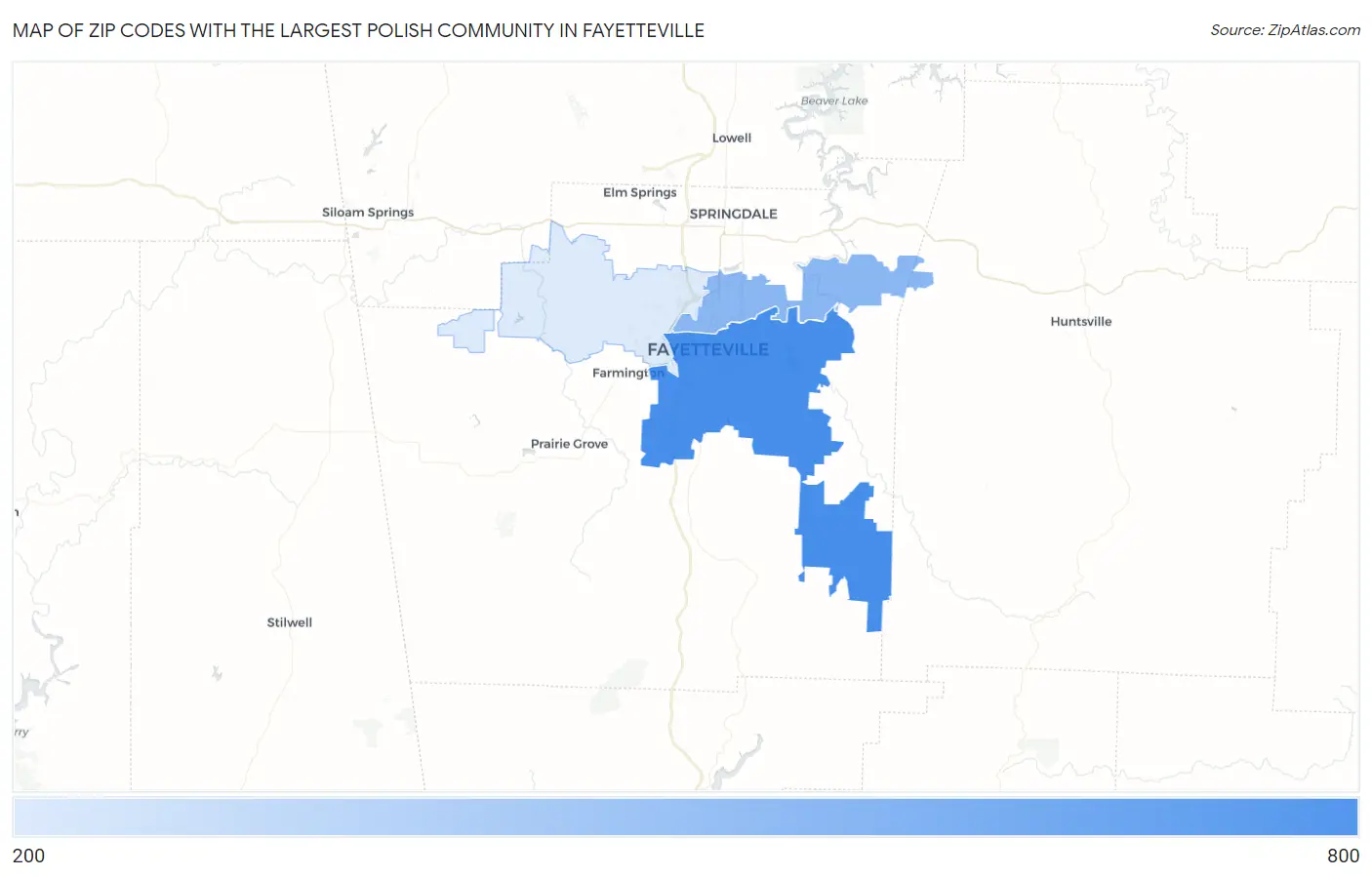 Zip Codes with the Largest Polish Community in Fayetteville Map