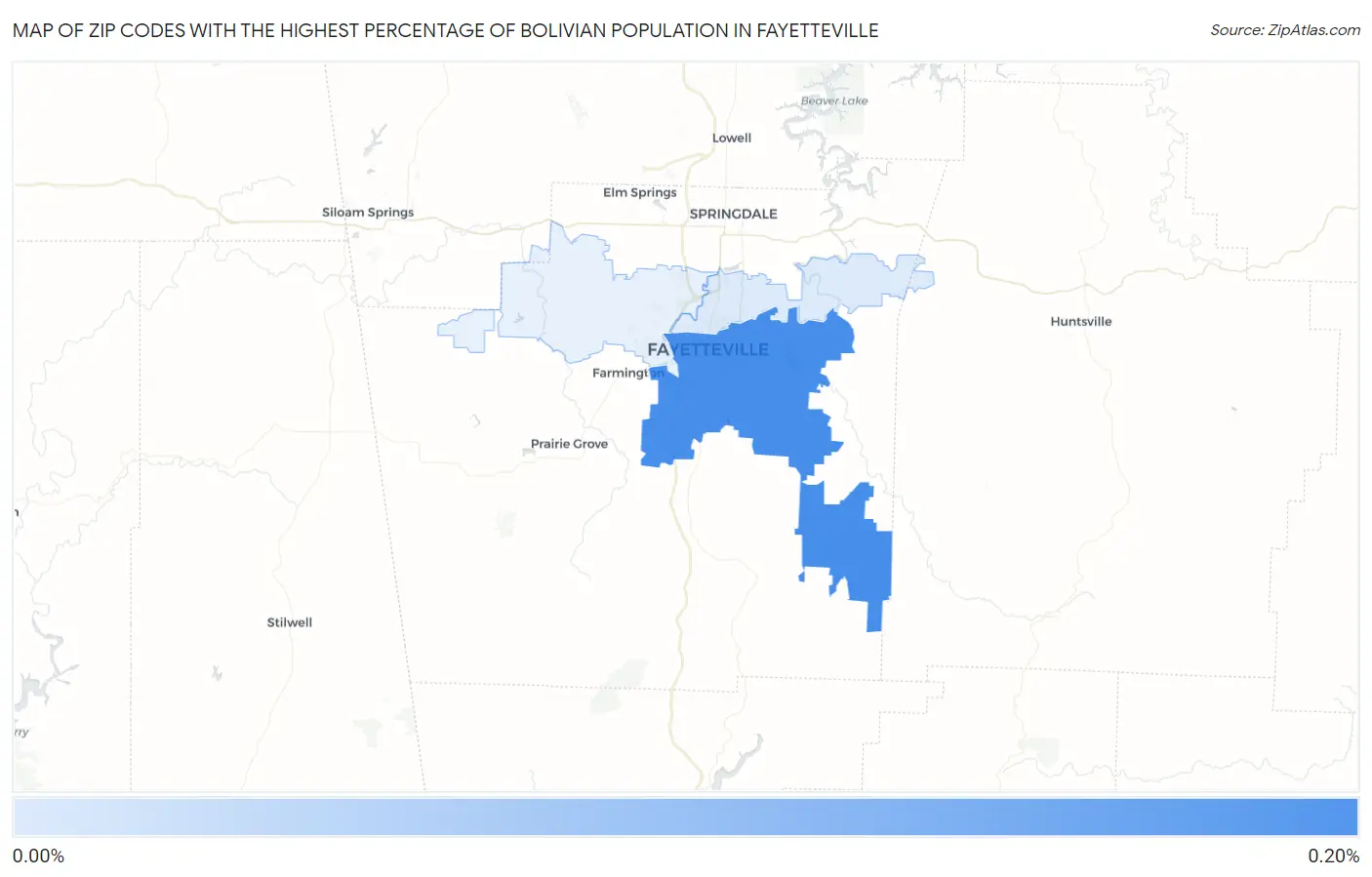 Zip Codes with the Highest Percentage of Bolivian Population in Fayetteville Map