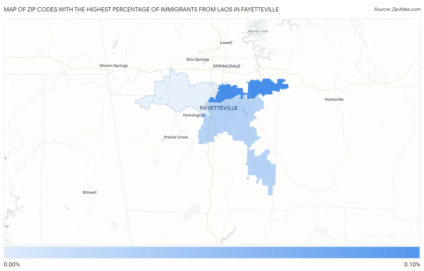 Zip Codes with the Highest Percentage of Immigrants from Laos in Fayetteville Map