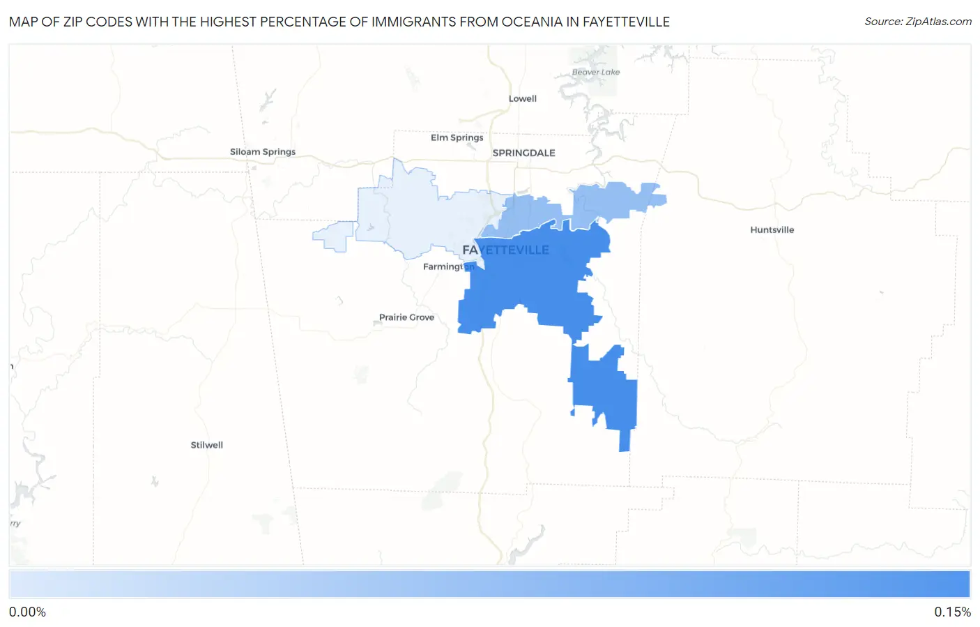 Zip Codes with the Highest Percentage of Immigrants from Oceania in Fayetteville Map