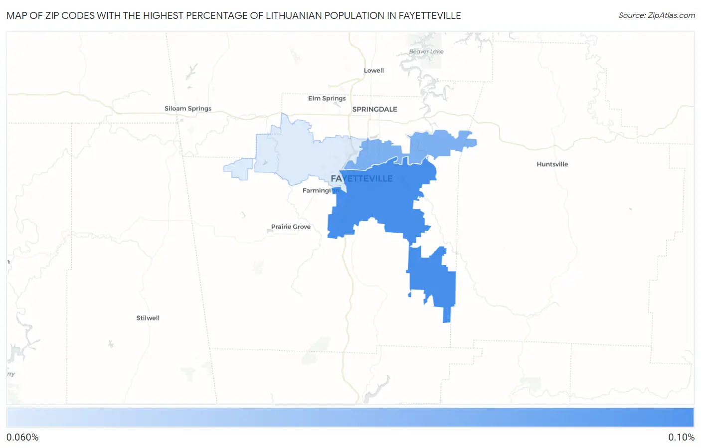 Zip Codes with the Highest Percentage of Lithuanian Population in Fayetteville Map