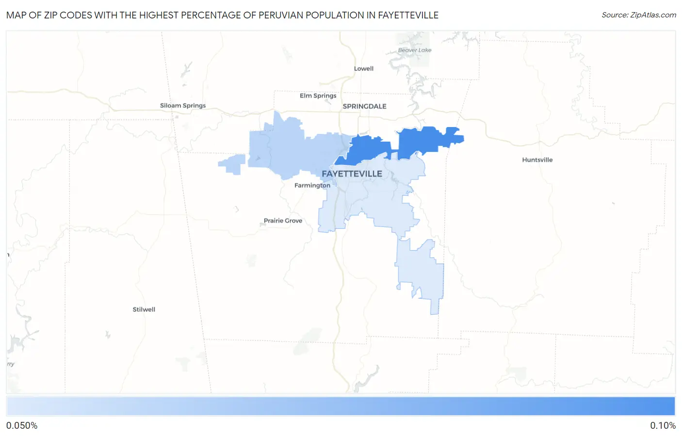 Zip Codes with the Highest Percentage of Peruvian Population in Fayetteville Map
