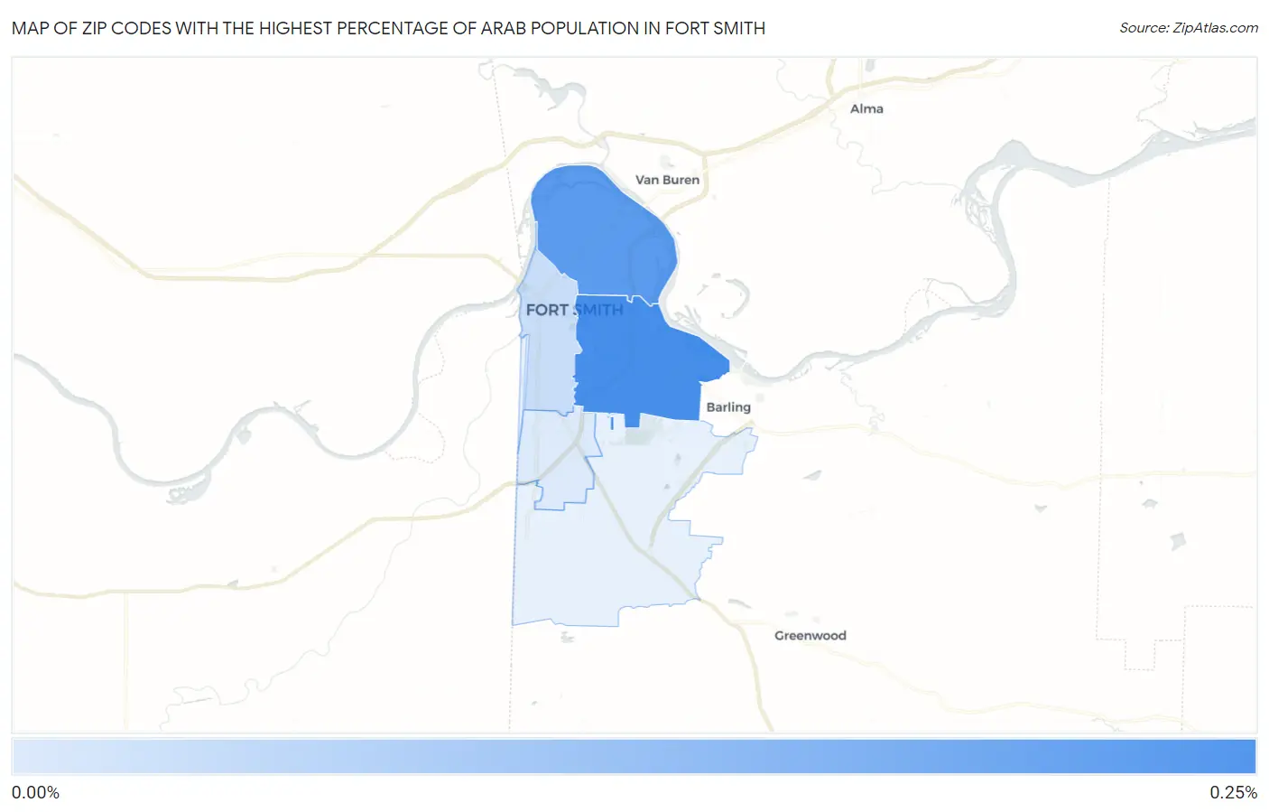 Zip Codes with the Highest Percentage of Arab Population in Fort Smith Map
