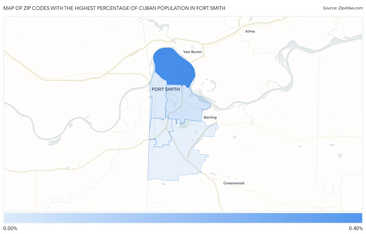 Zip Codes with the Highest Percentage of Cuban Population in Fort Smith Map